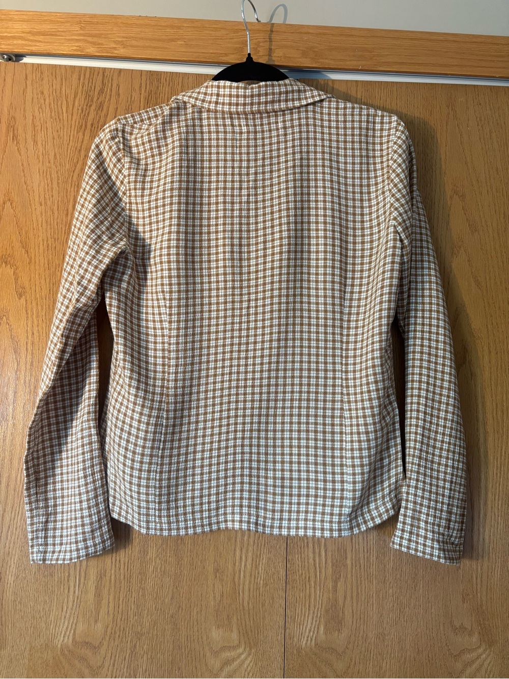 Madewell Tan and Cream Plaid Gingham Button-Up Shirt - Picture 4 of 6